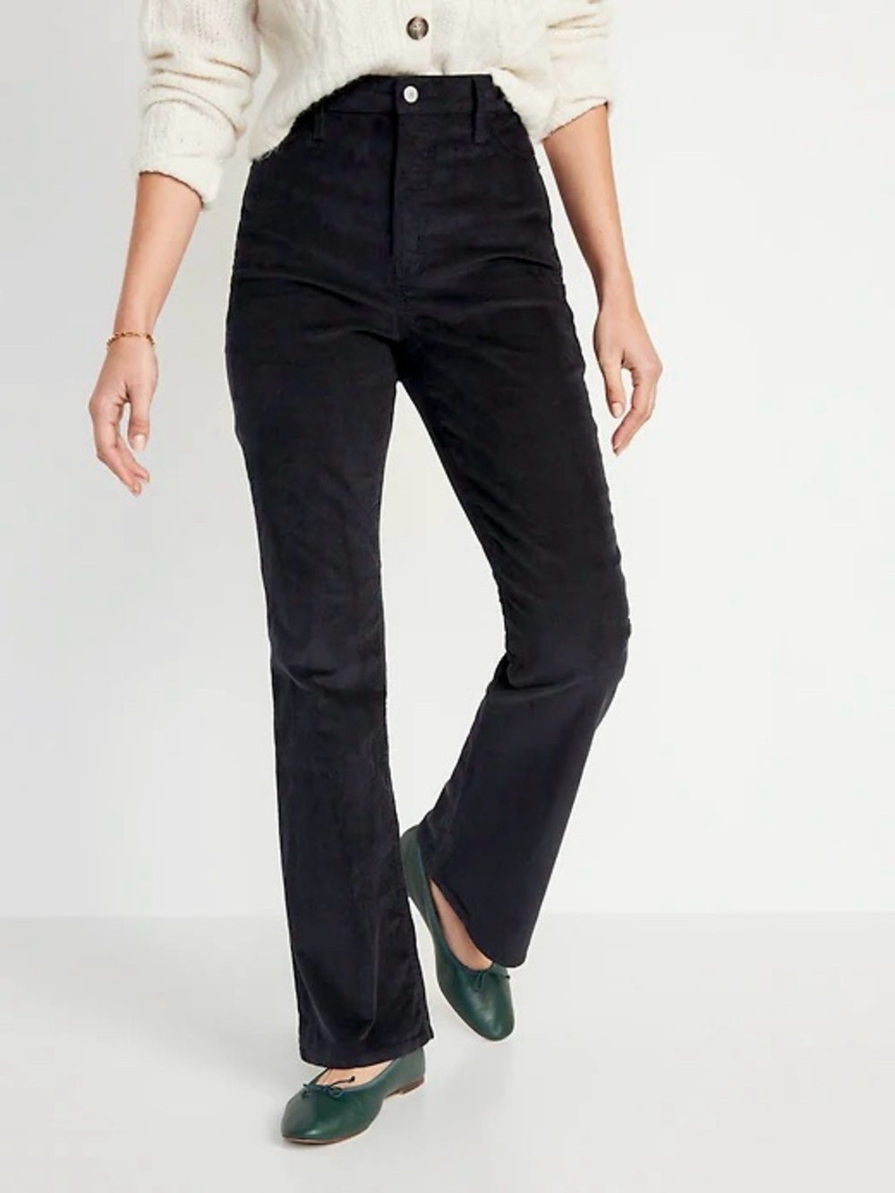 Old Navy Black Corduroy High Rise Flare Pants Women's Size 12 Fall Gilmore Girls